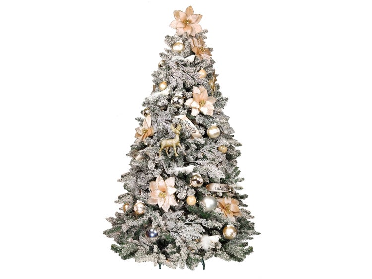 Geschmückter künstlicher weihnachtsbaum mit 120 Stk Kugeln SOFT TONES 270 cm mit Metallständer