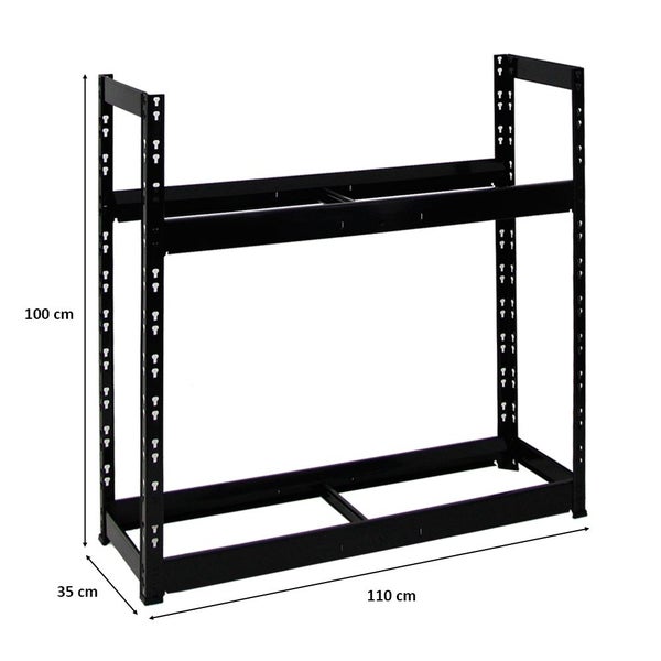 Reifenregal TIGER | HxBxT 100x110x35cm | 150kg Fachlast | bis zu 8 Reifen auf 2 Ebenen | Schwarz