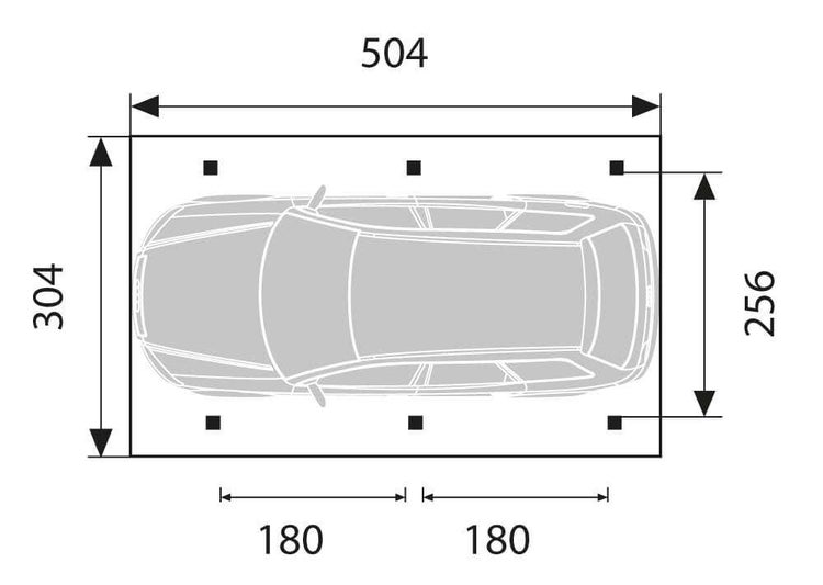 Alpholz Einzelcarport Sardinien Carport aus Holz, Unterstand Überdachung, Naturbelassen 3x5m