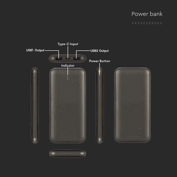 LED Display Power Banks - Graues Gehäuse - 10000mAh