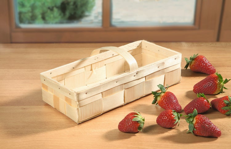 FRANK FLECHTWAREN | Bügelkorb Natur, HOLZ, 26 x 12 x 6 cm