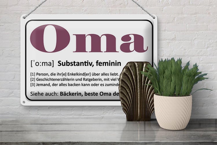 Blechschild Spruch 30x20cm Oma Bäckerin beste Oma Welt