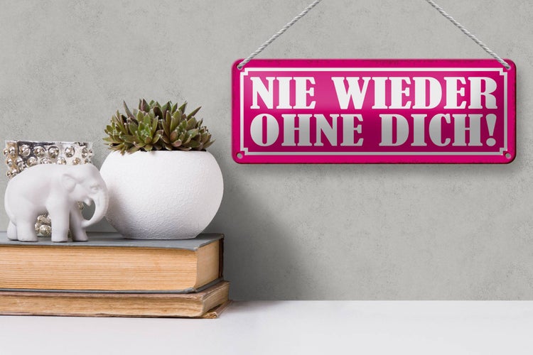 Blechschild Spruch 27x10cm Nie wieder ohne dich Dekoration
