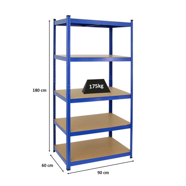 PROREGAL Schwerlastregal Taurus HxBxT 180 x 90 x 60 cm Fachlast 175 kg Blau