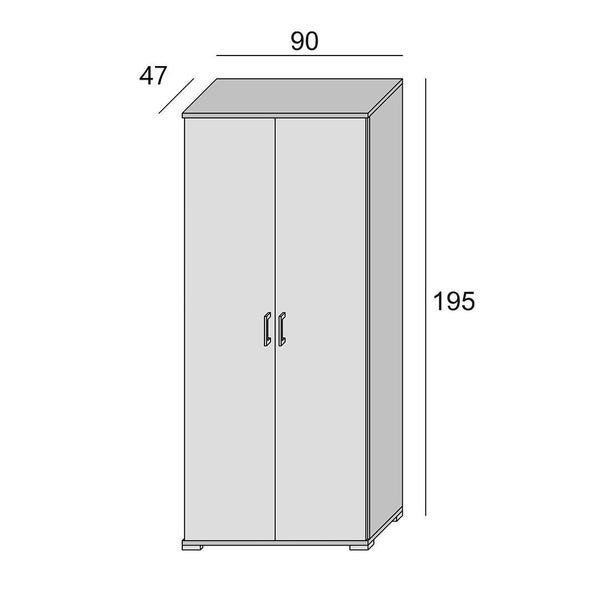 Schrank mit zwei Türen und Größenangaben
