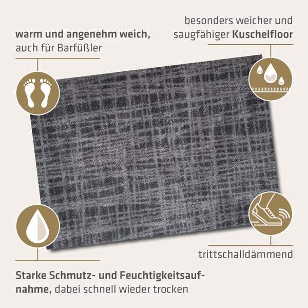 Akzente Feel Badematte mit Motiv in Grau Fußmatte 70 x 100 cm, rutschfest, saugfähig