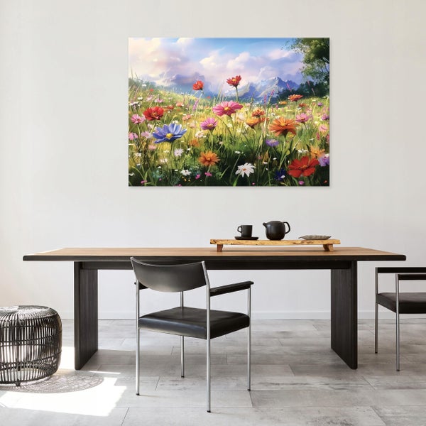 Bilder Feldblumen Wiese Wandbild Schlafzimmer Wohnzimmer 100x70 cm