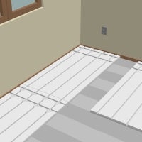 Illustration eines Raumes mit verlegten Fussbodenheizungsrohren