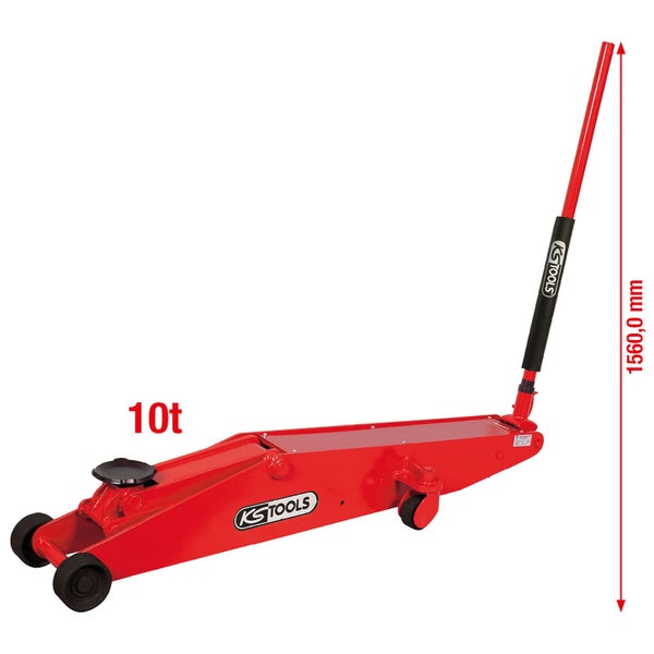 Roter Wagenheber mit 10 Tonnen Tragkraft und KS Tools Logo