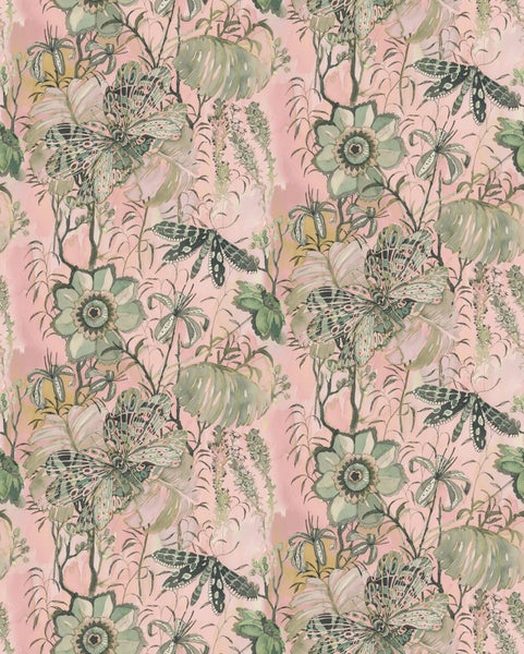 Dekorative Tapete mit Blumen-, Blätter- und Schmetterlingsmuster