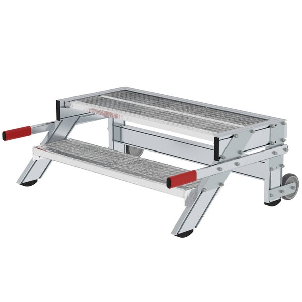 Rolltritt mit zwei Stufen aus Aluminium