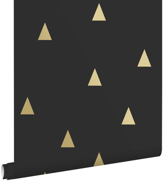 ESTAhome Tapete grafische Dreiecke Schwarz und Gold - 53 cm x 10.05 m - 139123