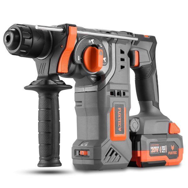 FUXTEC Akku Bohrhammer 20 Volt mit Zusatzhandgriff und E FUX SYSTEM ONE FOR ALL Akku