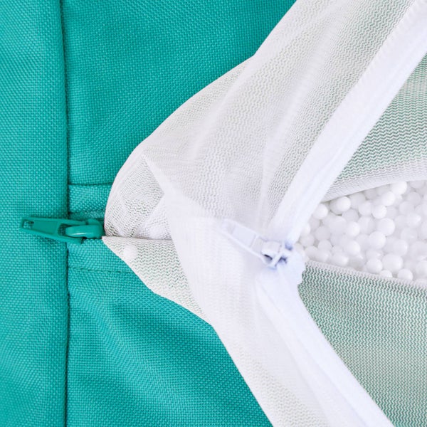 Green Bean Sitzsack-Hocker 40x40x40cm mit EPS-Perlen Füllung - Fußhocker Fußkissen Sitz-Pouf für Sitzsäcke - Bodenkissen für Kinder und Erwachsene - Fußablage Sitzkissen Sitzhocker Aquamarin