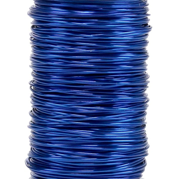 Aufgewickelter blauer Basteldraht aus Aluminium.