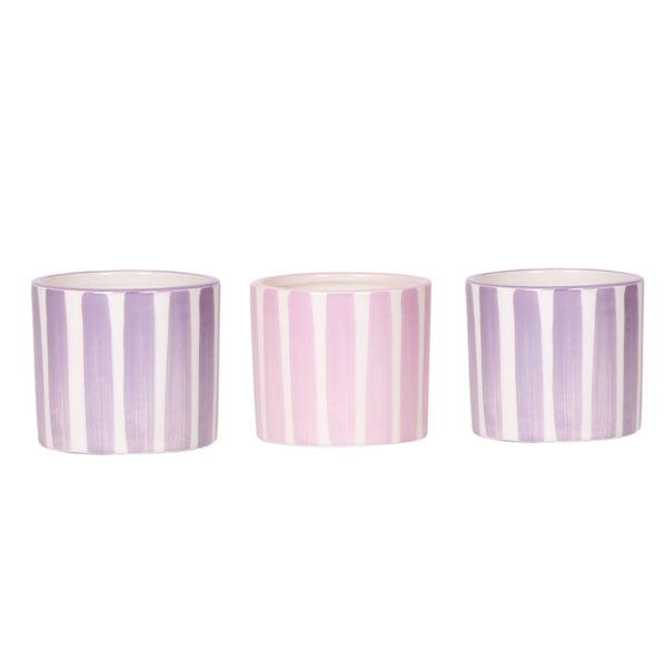 Übertopf-Trio Painted Stripe - Set mit 3 Töpfen - gestreift - Rosa - passend für 6cm Töpfe