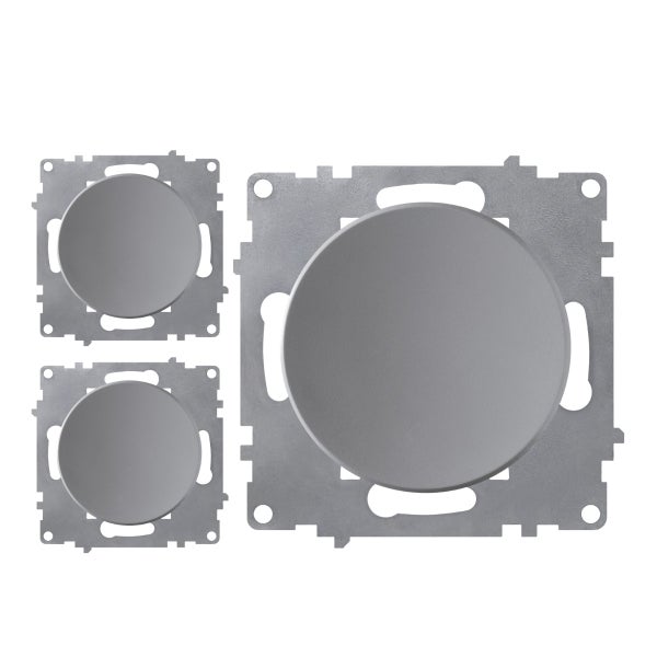 Set aus drei Metallmontageplatten für Lichtschalter und Steckdosen