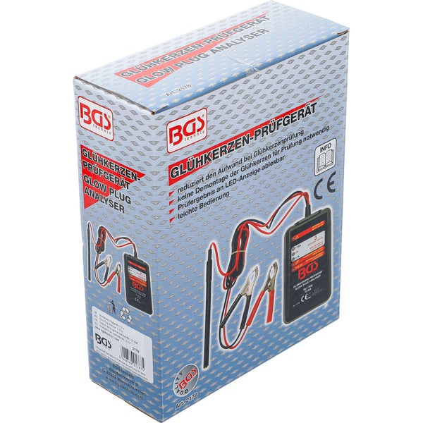 Verpackung eines Glühkerzenprüfgeräts der Marke BGS technic