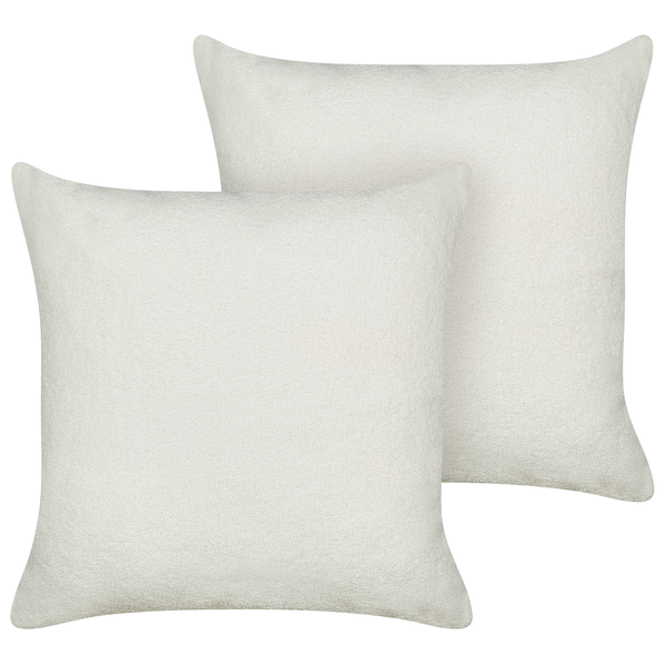 Dekokissen 2er Set LEUZEA Bouclé 60 x 60 cm Cremeweiß Ohne Muster