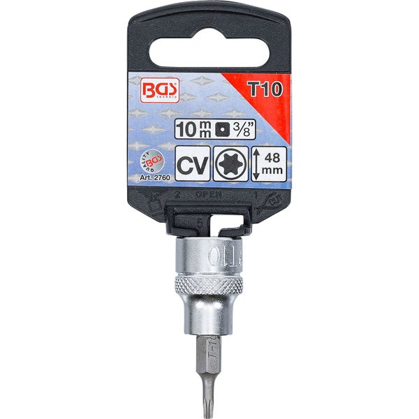 BGS technic T10 Schraubendrehereinsatz mit 10 Millimeter und 3/8 Zoll Aufnahme