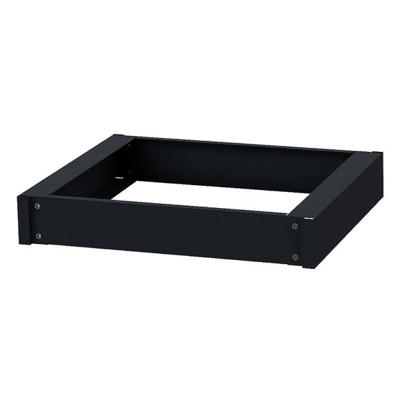 Aluminium-Transportwagen mit Rollen und offenem Deckel.