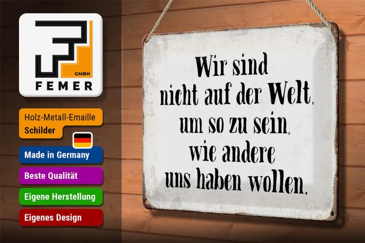 Blechschild Spruch 30x20cm sind nicht auf Welt wie andere