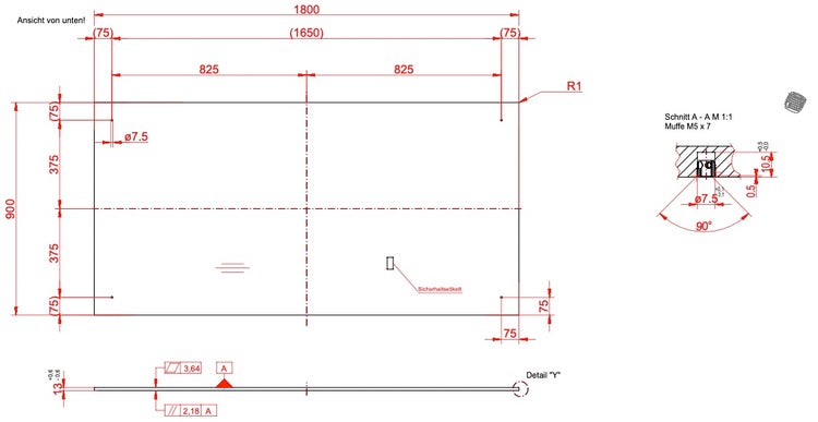 Tischplatte COMPACT T180 HPL Betonoptik 180x90 cm