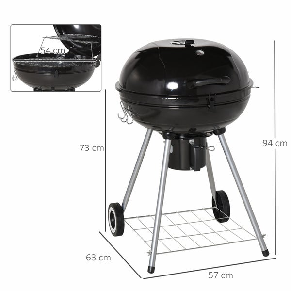 Outsunny Holzkohlegrill, Grillwagen, 110L x 50B x 100H cm, Metall, Schwarz