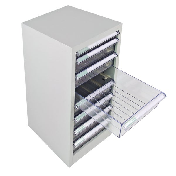 PROREGAL Schubladencontainer Kobra mit 8 Schubladen HxBxT 74 x 28 x 34 cm Lichtgrau