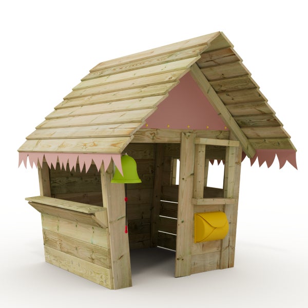 WICKEY Kinder Spielhaus Saloon mit Vor - Holzdach und Fenster  - pastellpink