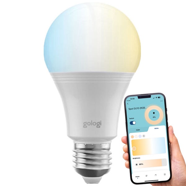 Gologi Smart e27 led glühbirne - Intelligente Glühbirne Beleuchtung - Dimmbar - Wifi - Warmweißes Licht - CCT