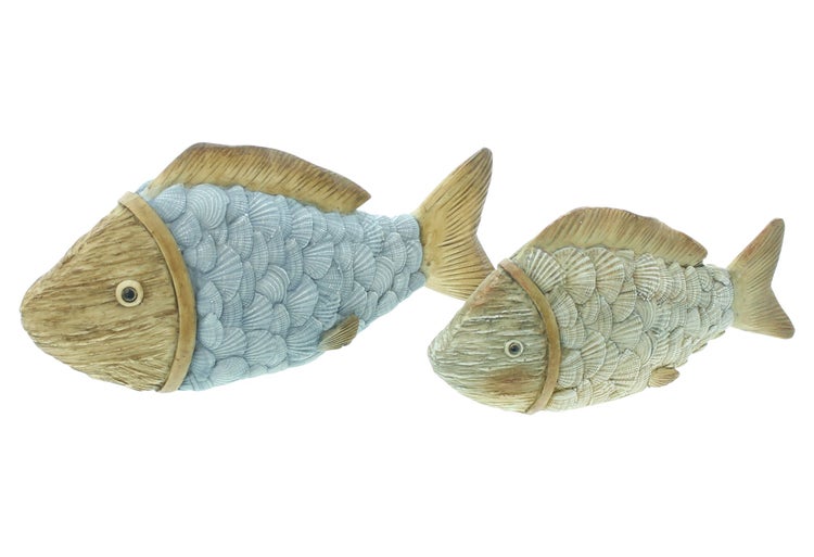 FRANK FLECHTWAREN | Figur Fisch, 2er Set, POLYRESIN,