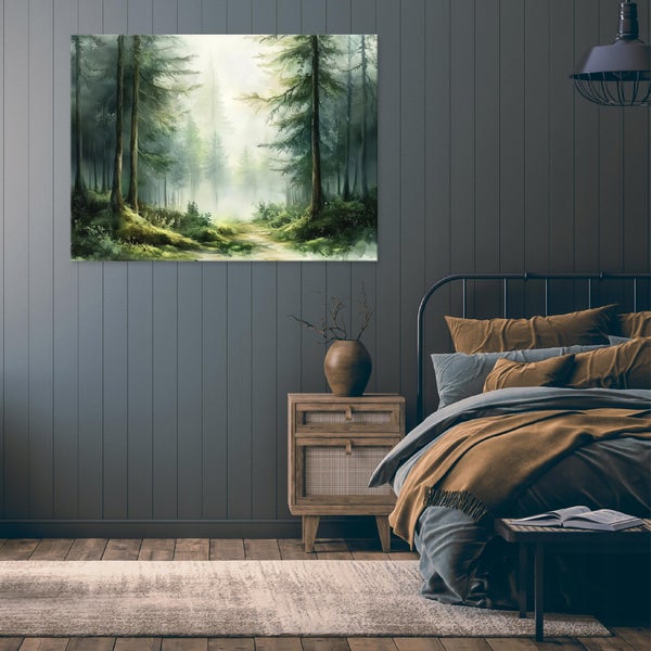 Bilder Wald Natur Grün Wandbild Schlafzimmer Wohnzimmer 100x70 cm