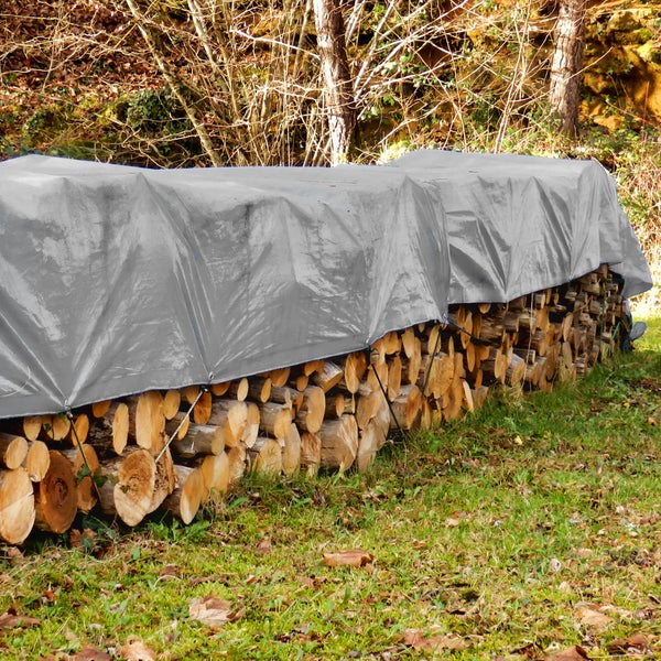 ECD Germany Abdeckplane Gewebeplane mit Ösen 1,5x12m 18m² 260g/m² Grau aus Polyethylen Schimmelresistent Wasserdicht Reißfest Schutzplane Bootsplane Gartenplane Holzplane Plane Gartenmöbel Pool Auto