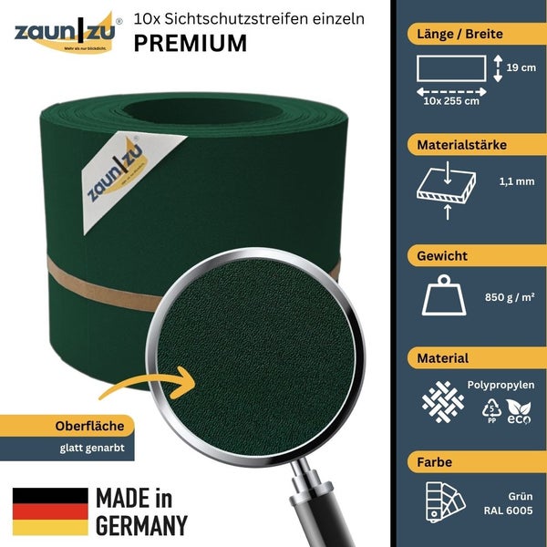 Zaun zu Premium Sichtschutzstreifen, 10er Pack
