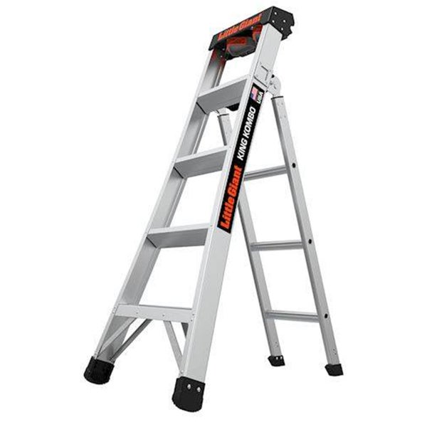 Little Giant King Kombo Kombinationsleiter aus Aluminium mit rutschfesten Stufen und Standfüßen für sicheren Halt