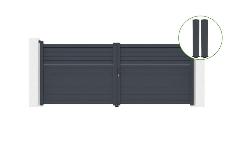 Doppelflügeltor aus Aluminium mit Torpfosten