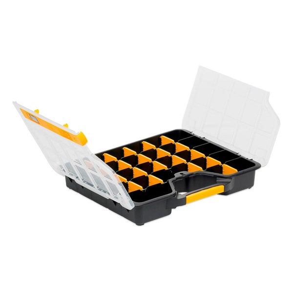 PROREGAL SparSet 10 x Sortimentskasten EuroPlus Basic HxBxT 6,5 x 36,5 x 29,5 cm Schwarz-Transparent-Gelb