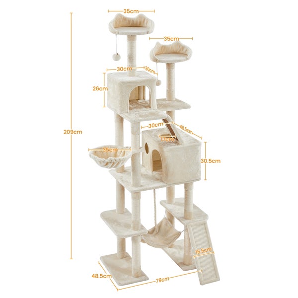 Mehrstöckiger Katzenkratzbaum mit Schlafplätzen und Spielzeug