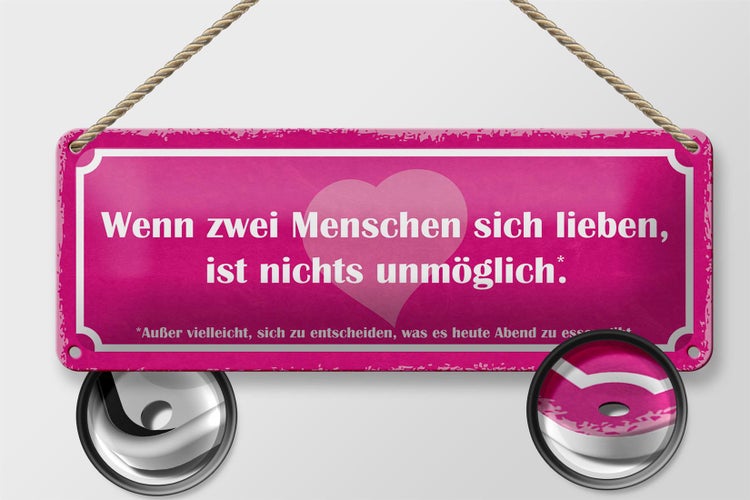 Blechschild Spruch 27x10cm wenn zwei Menschen sich lieben Dekoration