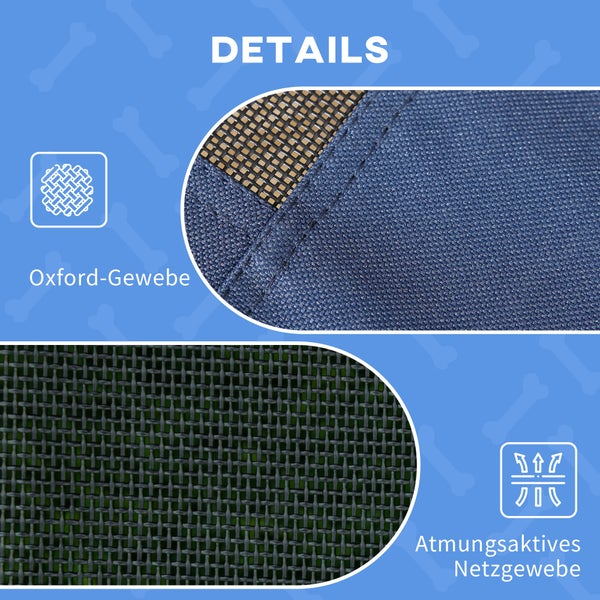 PawHut Hundebett, L92 x B76 x H90 cm, Stahl, Oxford, Netzstoff, Taftstoff, Dunkelblau+Schwarz