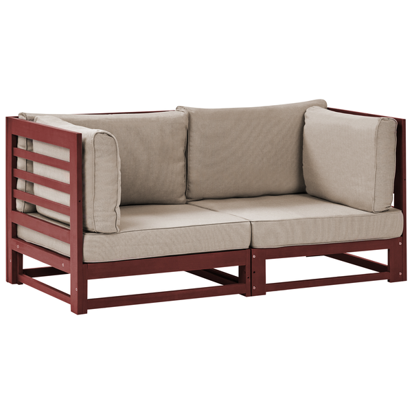Gartensofa 2-Sitzer TRANI modular Akazienholz Dunkelrot