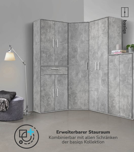 mokebo Schrank in Grau 'Der Lange', Mehrzweckschrank, Allzweckschrank oder Aufbewahrungsschrank