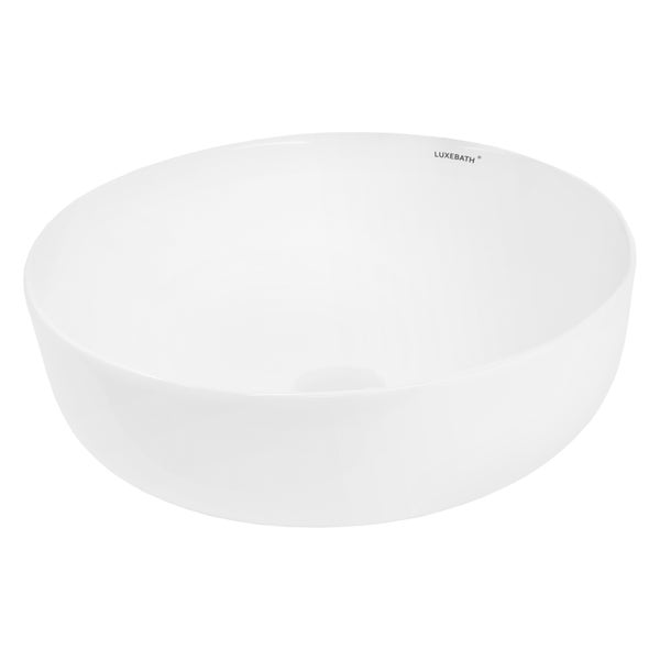 ECD Germany Waschbecken Waschtisch 400 x 400 x 135 mm aus Keramik Rund Weiß - Aufsatzbecken Aufsatzwaschbecken Handwaschbecken Aufsatzwaschtisch Spülbecken Becken Wasserfall Waschschale Waschschüssel