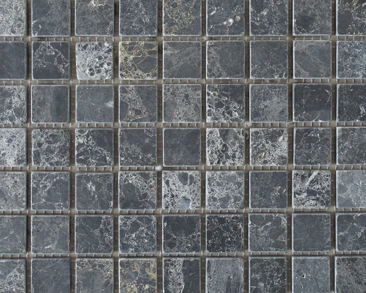 Wohnrausch Natursteinmosaik Marmor BLACK 2,3 x 2,3 cm, getrommelt, dunkelgrau