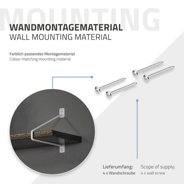 ML-Design 4 Stück Regalhalterung, 220 mm, Weiß, aus Stahl, Haarnadel Regalhalterungen, Schwebe Regalwinkel, Hairpin Wandhalterung, Regalträger für Wandmontage, Industrielle Wandregal, Wandkonsole