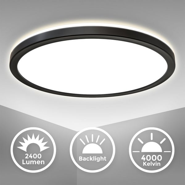 LED Panel Ø29,3 cm - 18W, 2400lm, flach, backlight, neutralweiß, schwarz