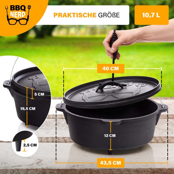 Dutch Oven BBQ-Nerd 5,5L - Pentola Ghisa Per Campeggio Già Stagionata - Foto 4