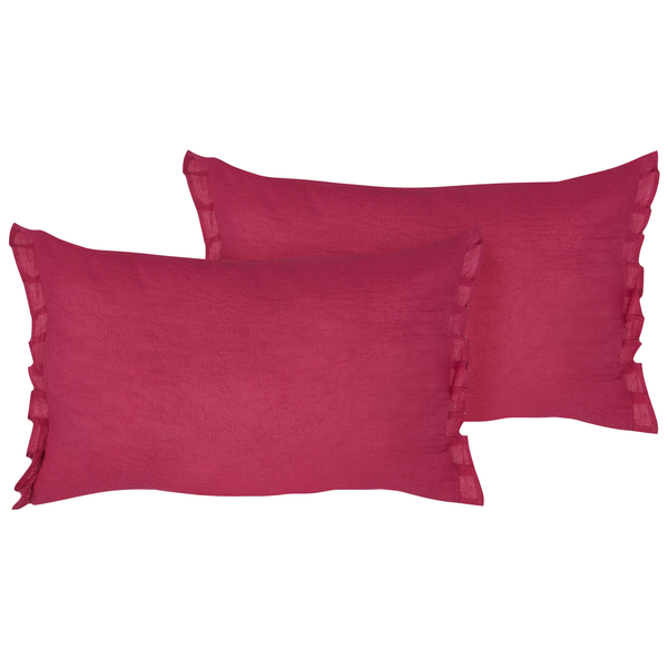 Dekokissen 2er Set SASSAFRAS Leinen 30 x 45 cm Burgunderrot Ohne Muster