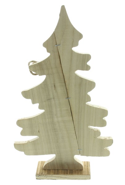 FRANK FLECHTWAREN | Holzdeko Branded Tree, 21 x 5,5 x 37 cm , TANNE, PAPPEL, JUTE,